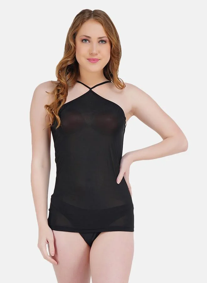 تايك تو طقم لانجري شفاف أسود للنساء